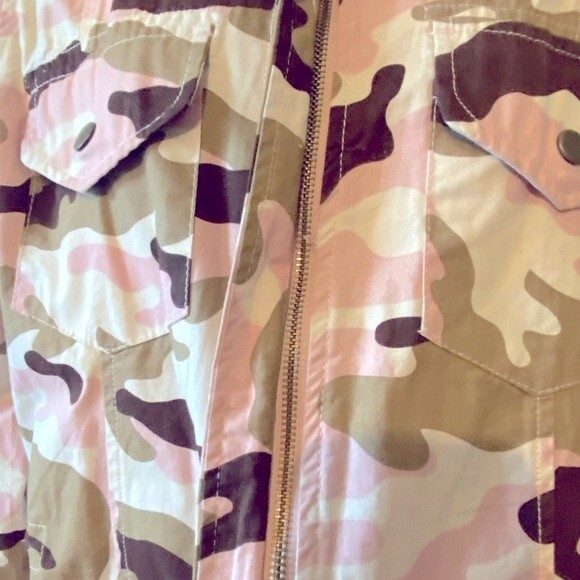 Cream, camel & pink camo jacket, pink camouflage lightweight coat by Love Tree L - Picture 14 of 15